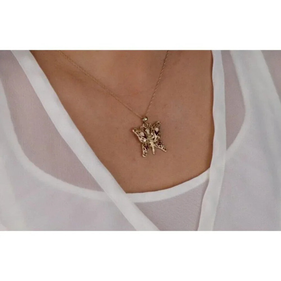 Pendant Only 14k Yellow Gold Butterfly Pendant - Picture 2 of 5